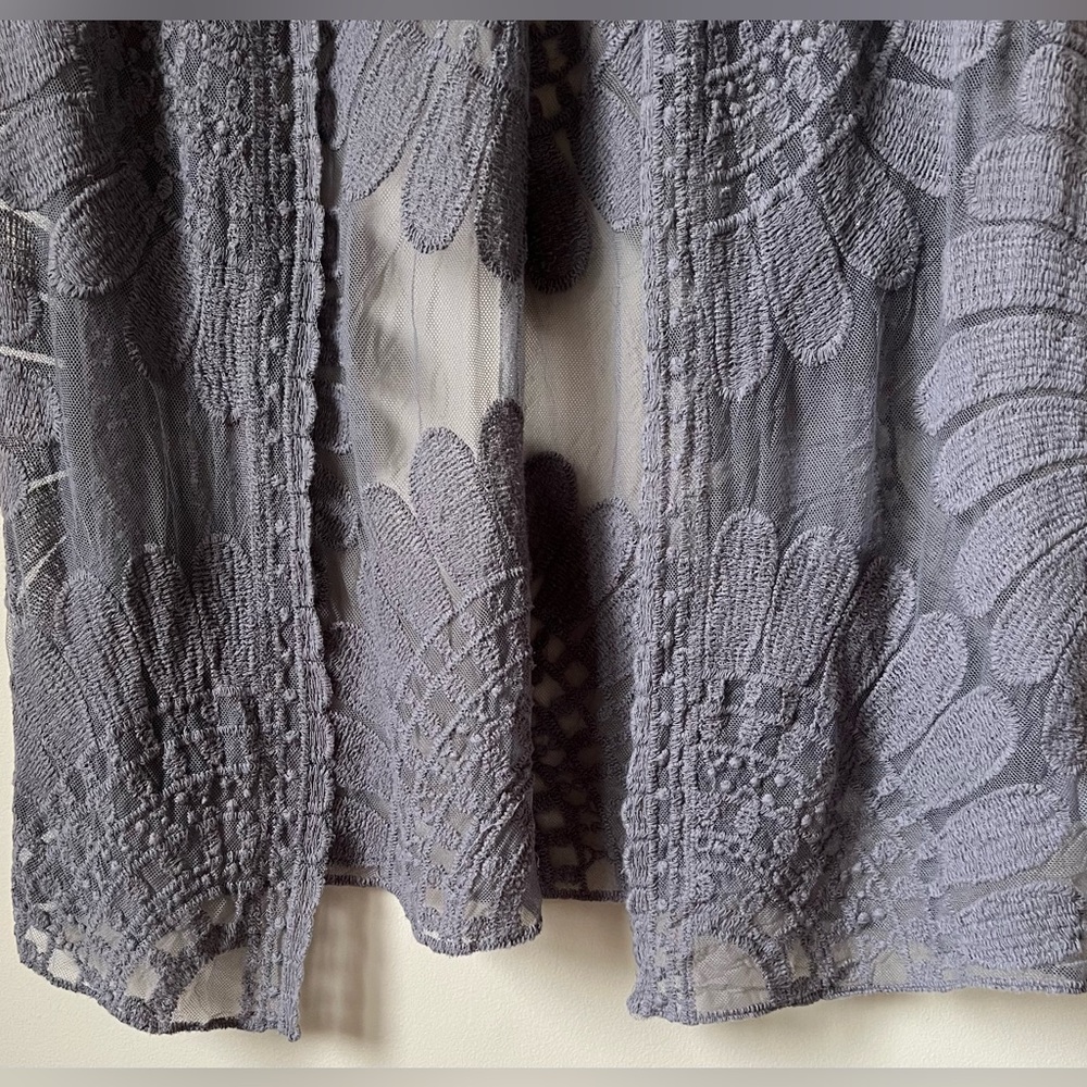 Rebellion Again Lace Kimono Duster Cardigan Cover-Up Gray Slate Bell Sleeves S - Picture 6 of 8